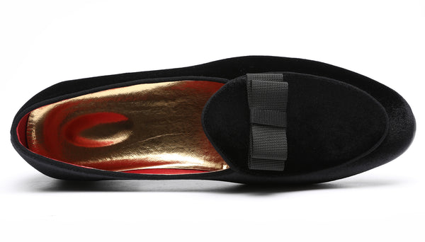 Santimon Men's Velvet Bow Shallow Loafers