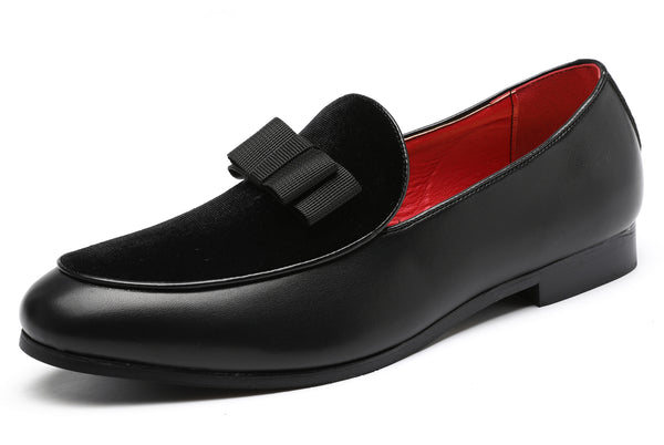 Santimon Men's Velvet Bow Smoking Loafers