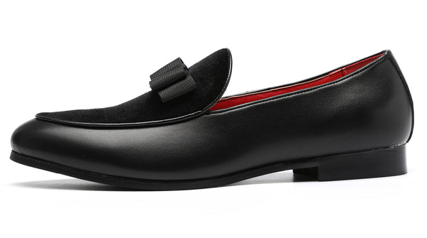 Santimon Men's Velvet Bow Smoking Loafers
