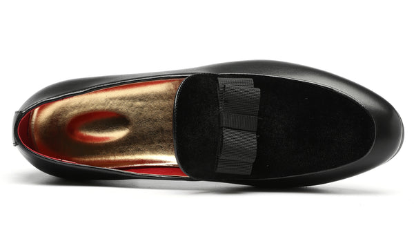 Santimon Men's Velvet Bow Smoking Loafers