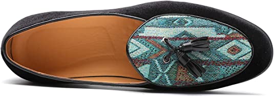 Santimon Men's Velvet Tassel Loafers