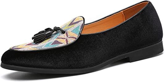 Santimon Men's Velvet Tassel Loafers