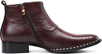 Santimon Men's Western Boot Zipper Buckle In Red