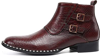 Santimon Men's Western Boot Zipper Buckle In Red