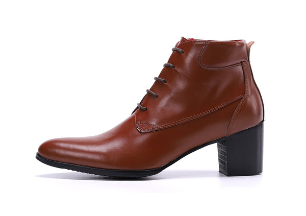 Santimon Men's Western Boots Lace-up Leather