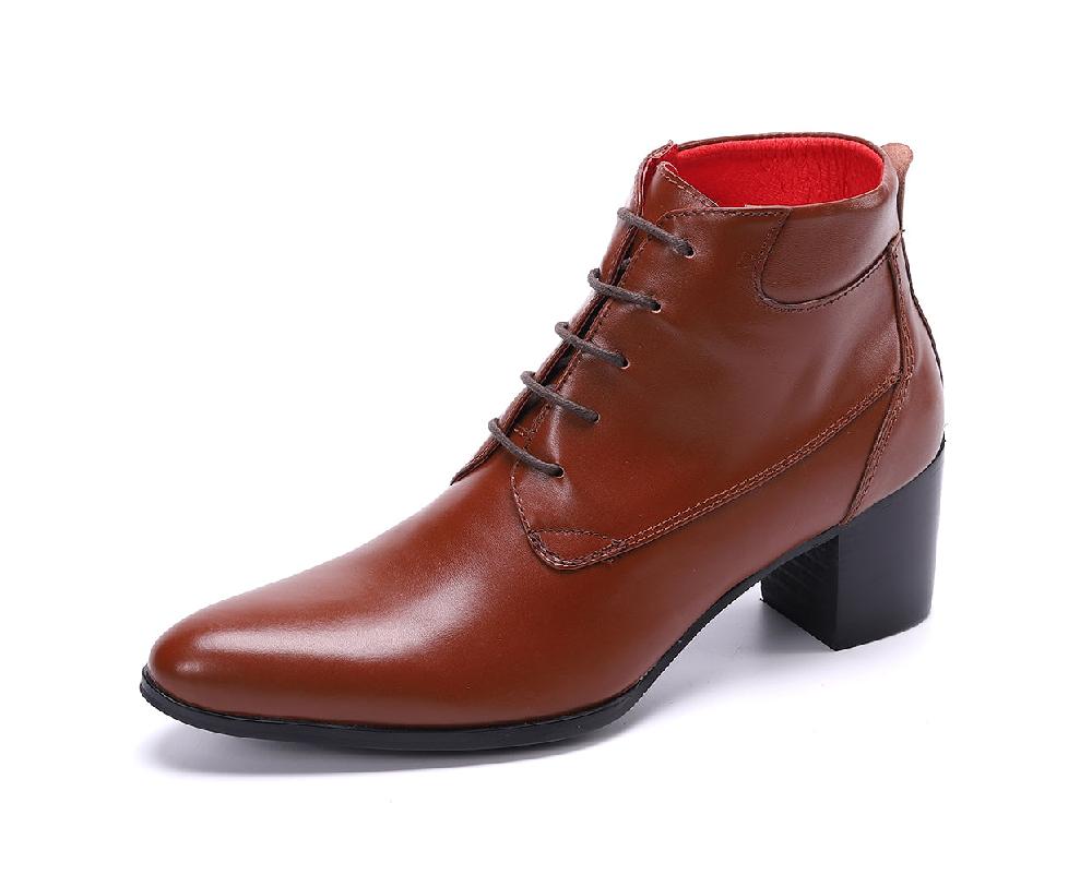 santimon Men's Western Boots Lace-up Leather