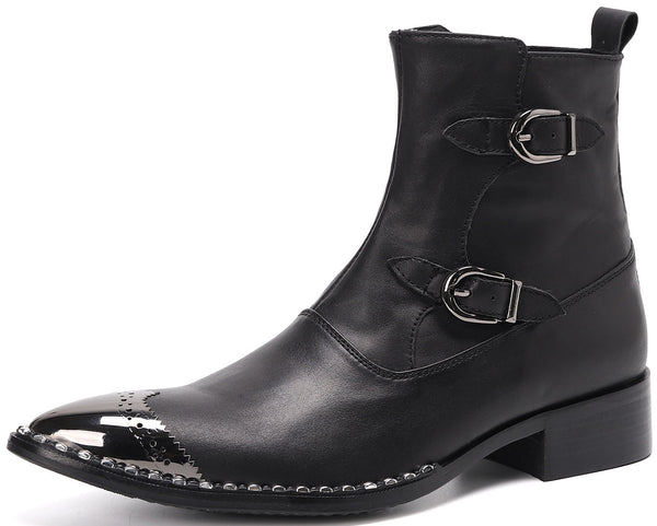 Santimon Men's Western Boots Metal Tip High Top