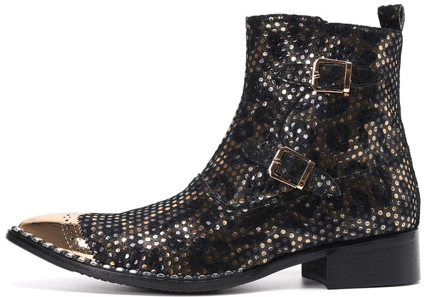 Santimon Men's Western Boots Metal Tip High Top