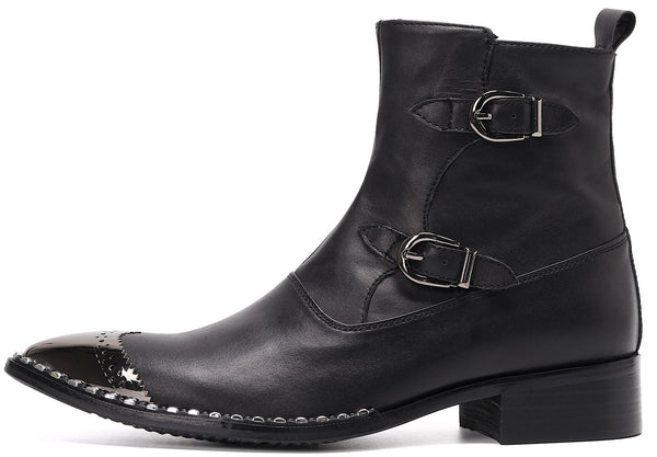 Santimon Men's Western Boots Metal Tip High Top