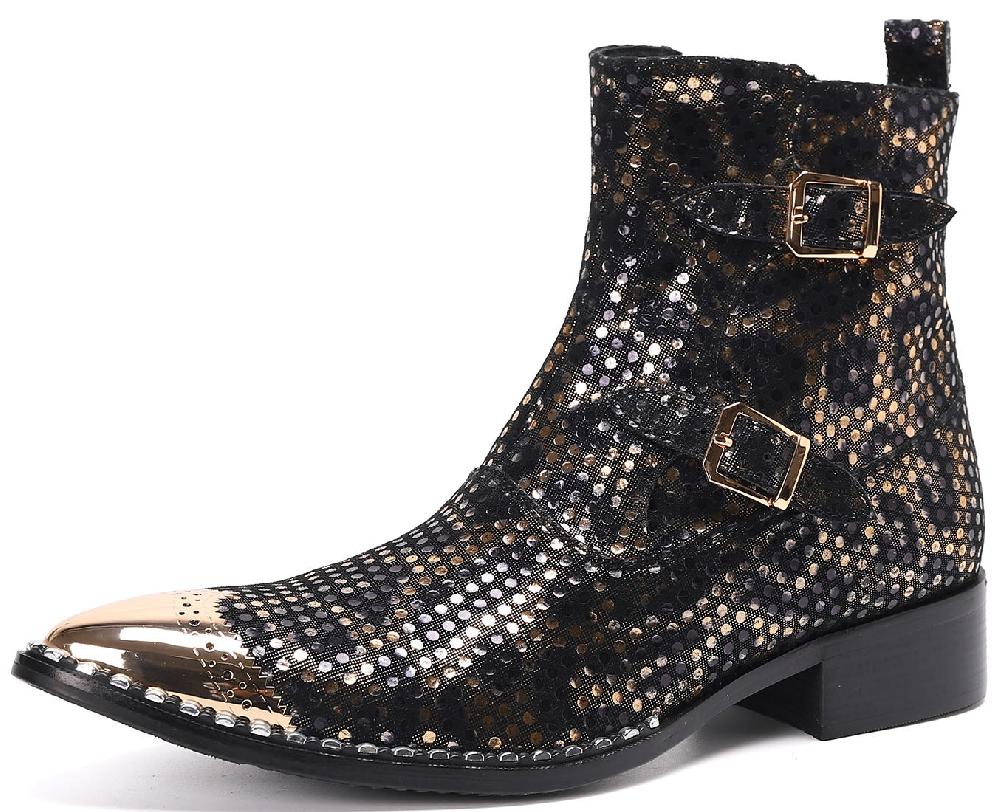 santimon Men's Western Boots Metal Tip High Top