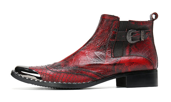Santimon Men's Western Boots Metal Tip Snake