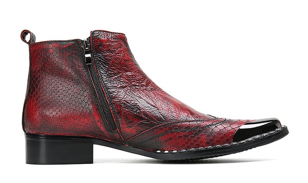 Santimon Men's Western Boots Metal Tip Snake
