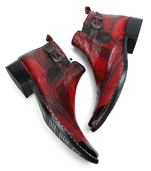 Santimon Men's Western Boots Metal Tip Snake