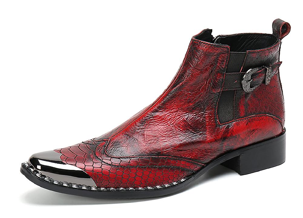 santimon Men's Western Boots Metal Tip Snake