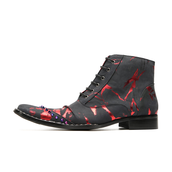 Santimon Men's Western Boots Novelty Beaded