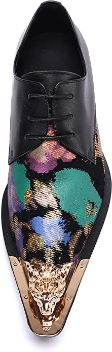 Santimon Men's Western Derby Floral Party Shoes