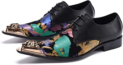 santimon Men's Western Derby Floral Party Shoes