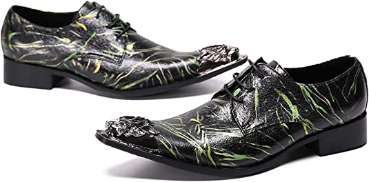 Santimon Men's Western Derby Metal Dragon Tip