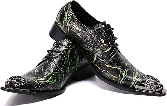 Santimon Men's Western Derby Metal Dragon Tip