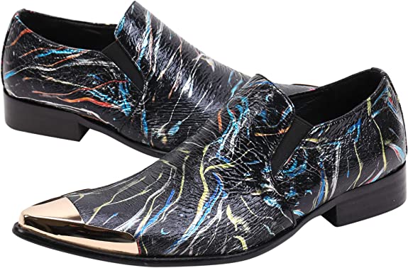 Santimon Men's Western Dress Loafers Graphic Print