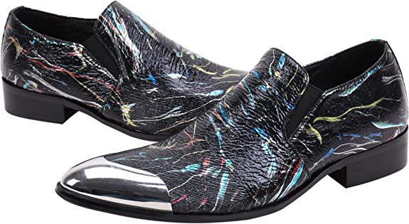 Santimon Men's Western Dress Loafers Graphic Print