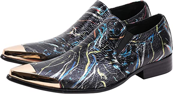santimon Men's Western Dress Loafers Graphic Print