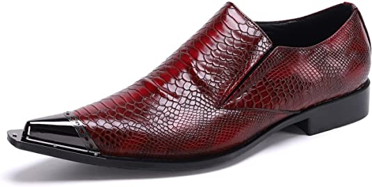 Santimon Men's Western Dress Loafers Snake Print