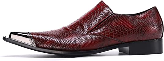 Santimon Men's Western Dress Loafers Snake Print