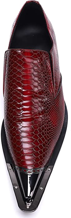 Santimon Men's Western Dress Loafers Snake Print