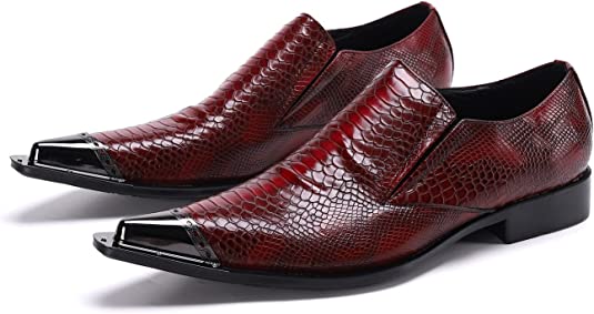 santimon Men's Western Dress Loafers Snake Print