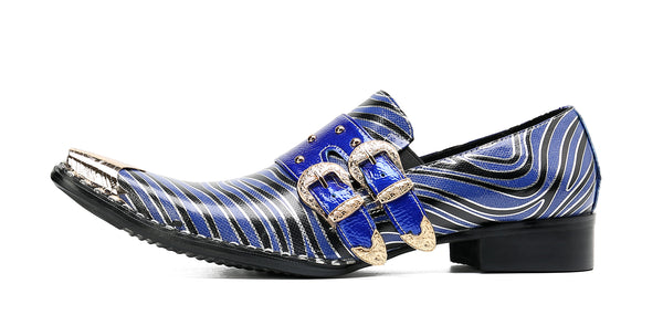 Santimon Men's Western Loafer Buckle Metal Tip