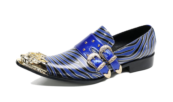 Santimon Men's Western Loafer Metal Tip Buckle