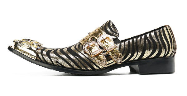 Santimon Men's Western Loafer Metal Tip Buckle