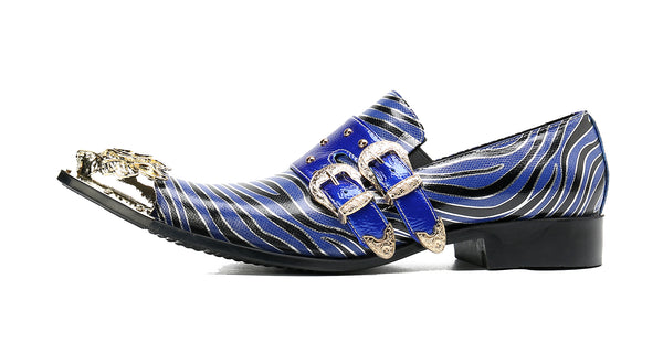 Santimon Men's Western Loafer Metal Tip Buckle