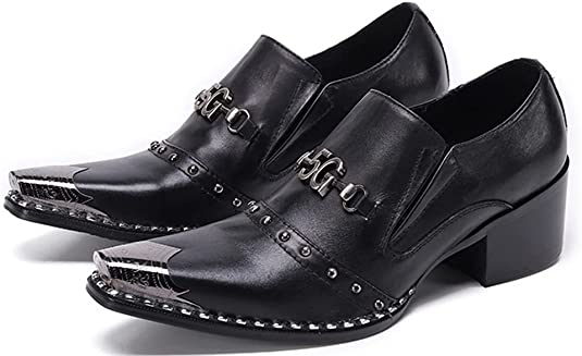 Santimon Men's Western Loafers Heeled Rivet