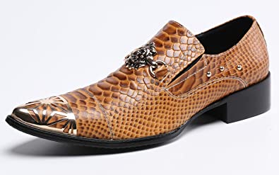 santimon Men‘s Western Loafers Lion Hardware