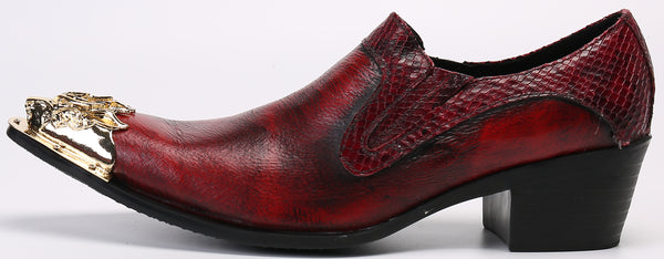 Santimon Men's Western Loafers Lion Metal Tip