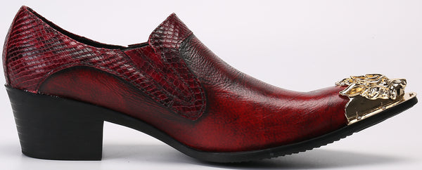 Santimon Men's Western Loafers Lion Metal Tip