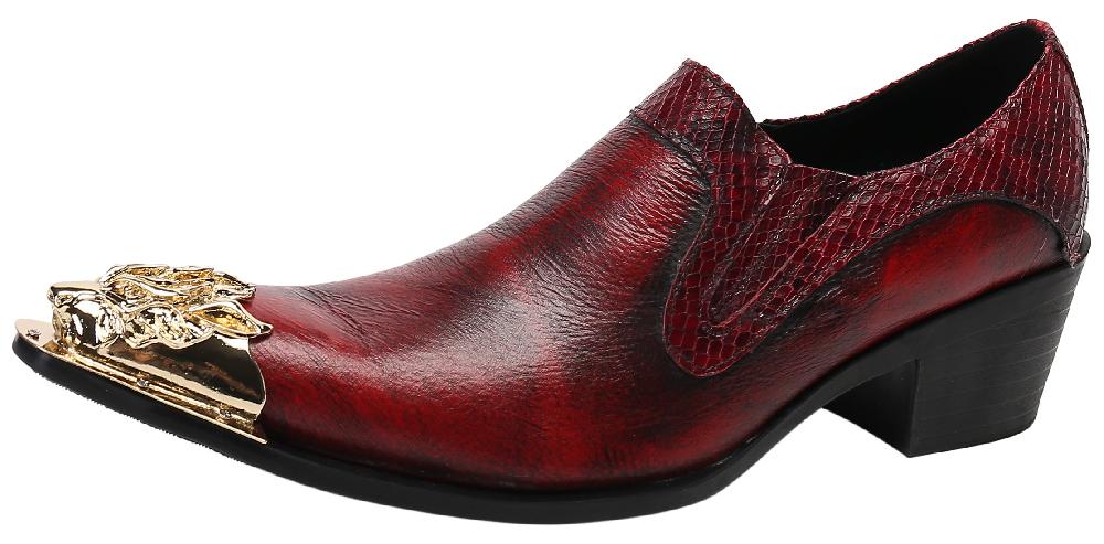 santimon Men's Western Loafers Lion Metal Tip