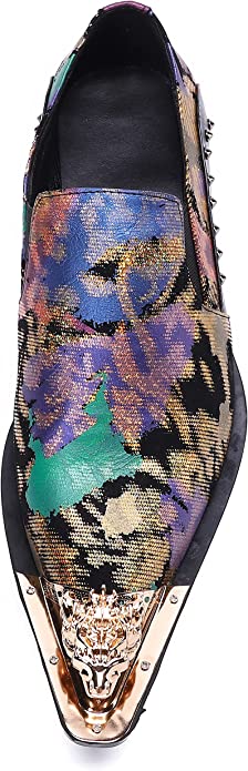 Santimon Men's Western Loafers Rivet Metal Cap Toe