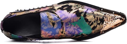 Santimon Men's Western Loafers Rivet Metal Cap Toe