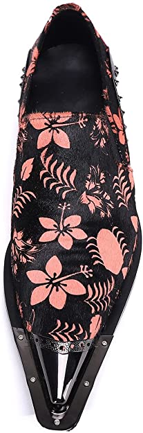 Santimon Men's Western Loafers Suede Floral Print