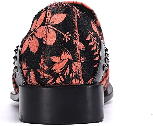 Santimon Men's Western Loafers Suede Floral Print