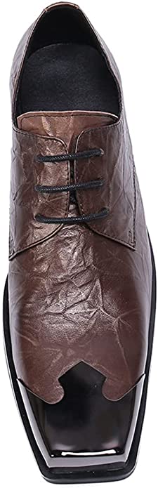 Santimon Men's Western Oxfords Metal Square Toe