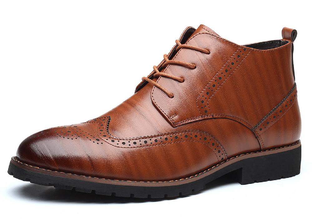 santimon Men's Wingtip Brogue Casual Boots
