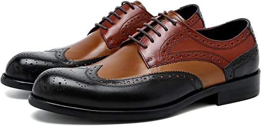 Santimon Men's Wingtip Brogue Derby Composite