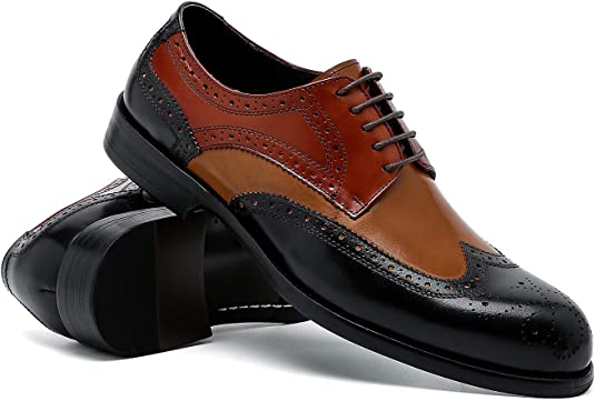 Santimon Men's Wingtip Brogue Derby Composite