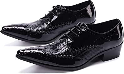 Santimon Men's Wingtip Brogue Derby High Heel