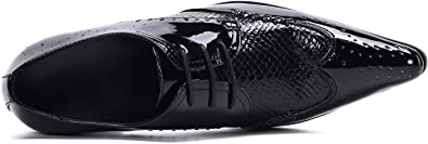 Santimon Men's Wingtip Brogue Derby High Heel