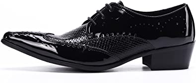 santimon Men's Wingtip Brogue Derby High Heel